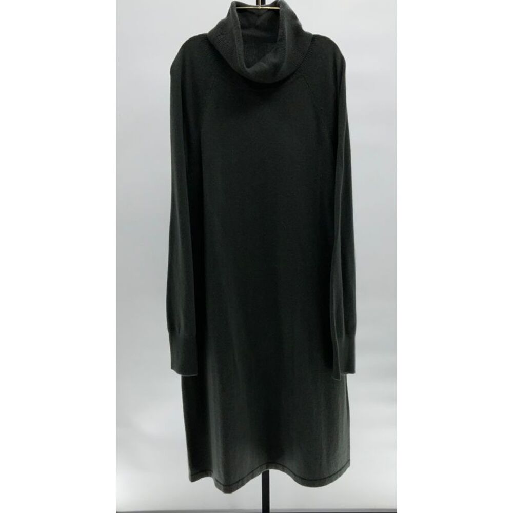 Quince Mongolian Cashmere Turtleneck Sweater Dress Green L